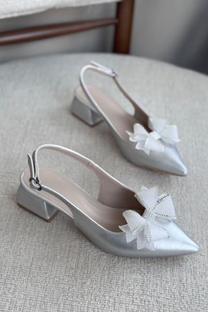 Kadın Howen Kısa Topuklu Ayakkabı - Gümüş