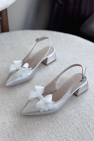 Kadın Howen Kısa Topuklu Ayakkabı - Gümüş