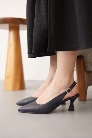 Kadın Frodi Kısa Topuklu Ayakkabı - Lacivert-Deri