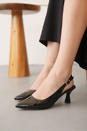 Kadın Frodi Kısa Topuklu Ayakkabı - siyah-rugan