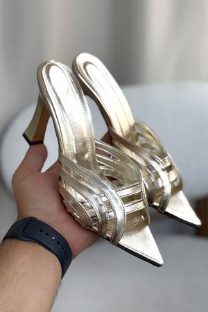 Kadın Wospe Topuklu Terlik - Altın