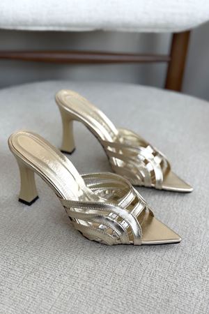 Kadın Wospe Topuklu Terlik - Altın