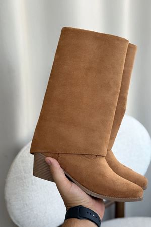 Kadın Vien Kovboy Çizme - Taba Süet