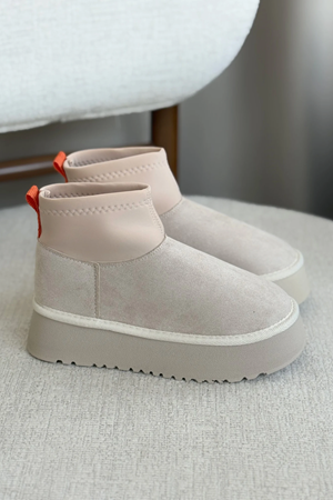 Kadın Royal Streç Kısa Bot - Ten Süet