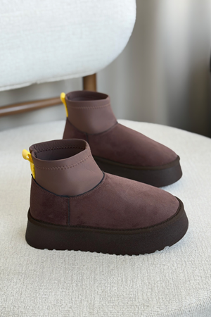 Kadın Royal Streç Kısa Bot - Kahve-Süet