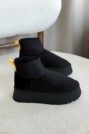 Kadın Royal Streç Kısa Bot - Siyah Süet