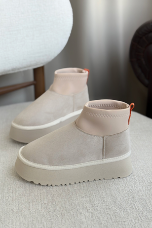 Kadın Royal Streç Kısa Bot - Ten Süet