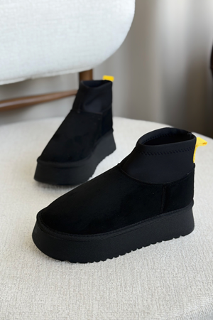 Kadın Royal Streç Kısa Bot - Siyah Süet