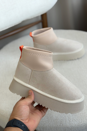 Kadın Royal Streç Kısa Bot - Ten Süet