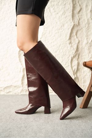 Kadın Wanda Tak Çıkar Çizme - Bordo-Rugan