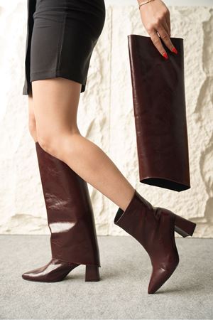 Kadın Wanda Tak Çıkar Çizme - Bordo-Rugan