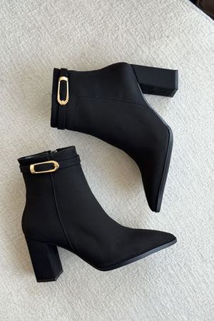 Kadın London Kalın Topuklu Tokalı Bot - Siyah Süet