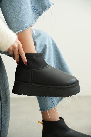 Kadın Royal Streç Kısa Bot - siyah-deri