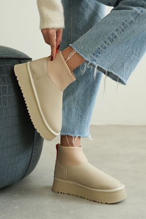 Kadın Royal Streç Kısa Bot - Ten Deri