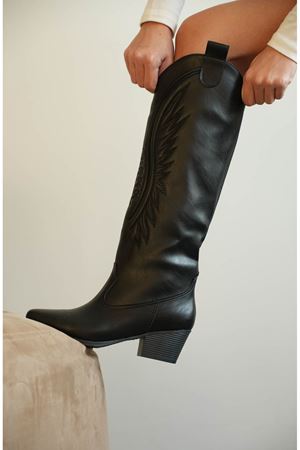 Kadın Umke Kovboy Çizme - siyah-deri