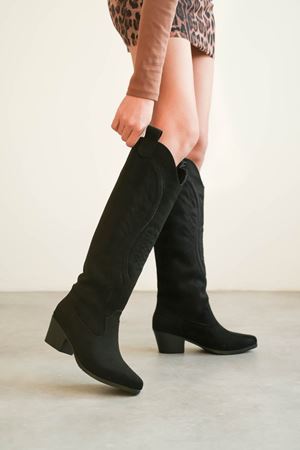 Kadın Umke Kovboy Çizme - Siyah Süet