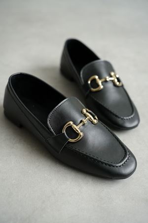 Kadın Pixo Düz Taban Babet - siyah-deri