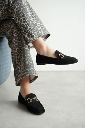 Kadın Pixo Düz Taban Babet - Siyah Süet