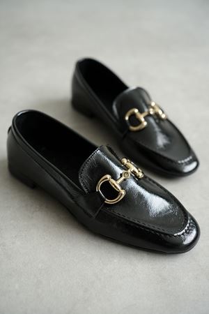 Kadın Pixo Düz Taban Babet - siyah-rugan