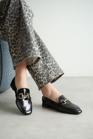 Kadın Pixo Düz Taban Babet - siyah-rugan