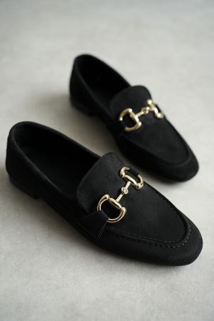 Kadın Pixo Düz Taban Babet - Siyah Süet