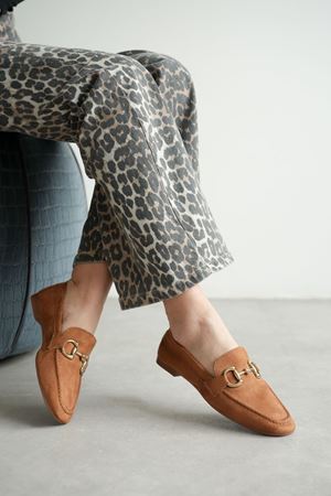 Kadın Pixo Düz Taban Babet - Taba Süet