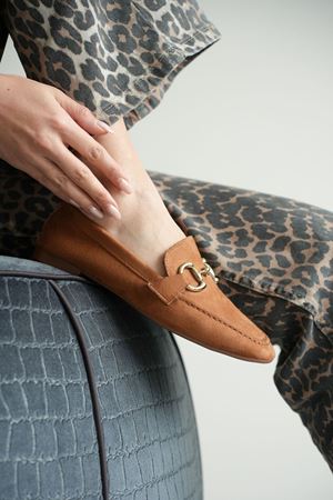 Kadın Pixo Düz Taban Babet - Taba Süet