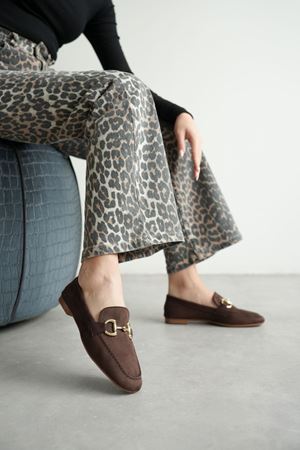 Kadın Pixo Düz Taban Babet - Kahve-Süet