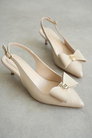 Kadın Tesla Kısa Topuklu Papyonlu Ayakkabı - Ten-Rugan