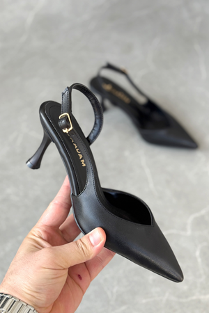 Kadın Eleni İnce Topuklu Ayakkabı - siyah-deri