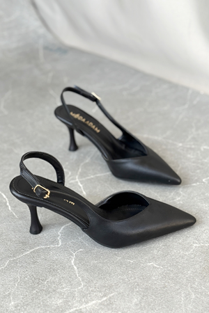 Kadın Eleni İnce Topuklu Ayakkabı - siyah-deri