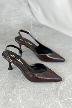 Kadın Eleni İnce Topuklu Ayakkabı - Kahve-Rugan