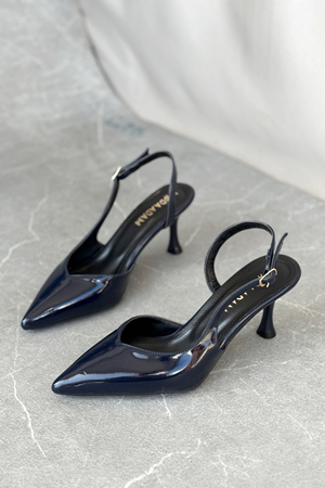 Kadın Eleni İnce Topuklu Ayakkabı - Lacivert-Rugan