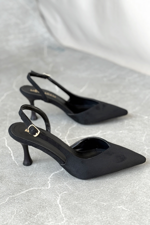 Kadın Eleni İnce Topuklu Ayakkabı - Siyah Süet