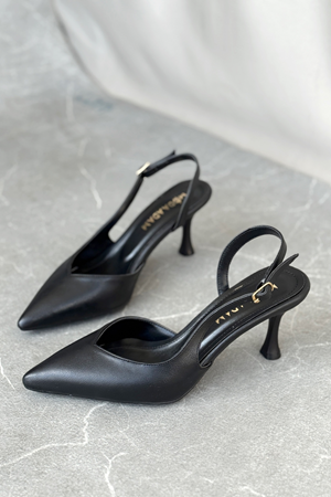 Kadın Eleni İnce Topuklu Ayakkabı - siyah-deri