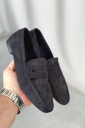 Kadın Olbin Düz Taban Babet - Siyah Süet