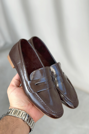 Kadın Olbin Düz Taban Babet - Kahve-Rugan