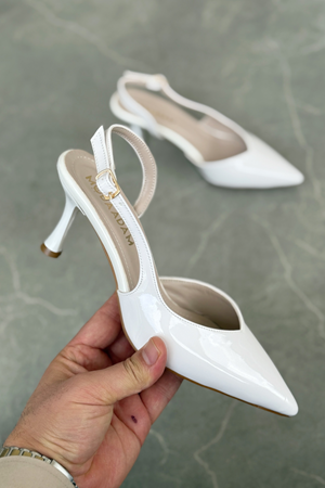Kadın Eleni İnce Topuklu Ayakkabı - Beyaz-Rugan
