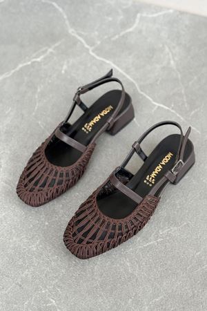 Kadın Cerny Kısa Topuklu Örgülü Ayakkabı - Kahve