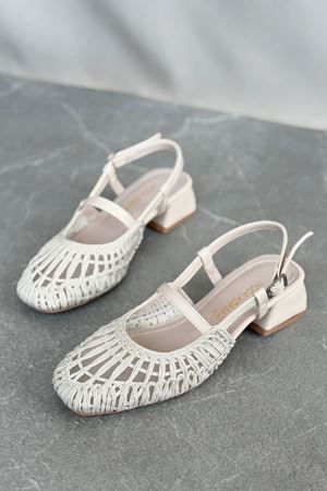 Kadın Cerny Kısa Topuklu Örgülü Ayakkabı - Ten