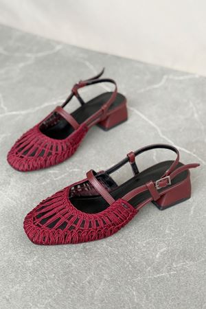 Kadın Cerny Kısa Topuklu Örgülü Ayakkabı - Bordo
