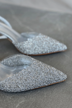 Kadın Monezza Topuklu Cam Kırığı Taşlı Ayakkabı - Gümüş