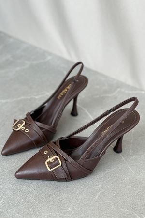 Kadın Wille İnce Topuklu Ayakkabı - Kahve-Deri