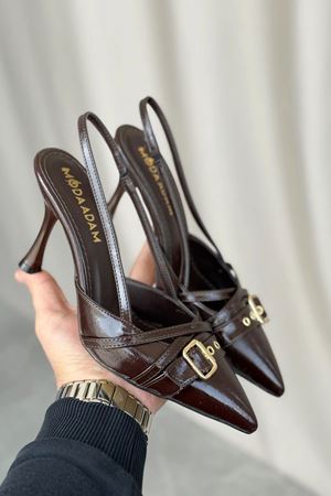 Kadın Wille İnce Topuklu Ayakkabı - Kahve-Rugan