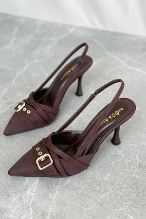 Kadın Wille İnce Topuklu Ayakkabı - Kahve-Süet