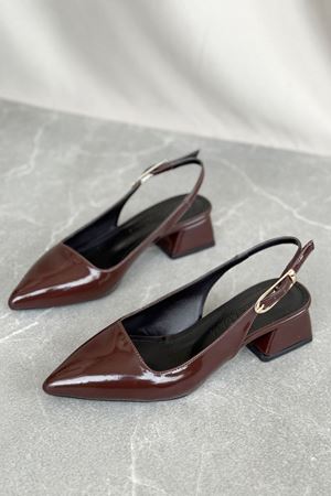 Kadın Mely Tokalı Kısa Topuklu Ayakkabı - Kahve-Rugan