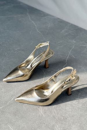 Kadın Ovis Sivri Topuklu Ayakkabı - Altın