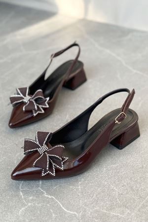 Kadın Howen Kısa Topuklu Ayakkabı - Kahve-Rugan