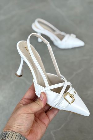 Kadın Wille İnce Topuklu Ayakkabı - Beyaz-Rugan