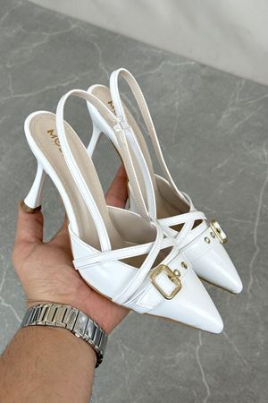 Kadın Wille İnce Topuklu Ayakkabı - Beyaz-Rugan